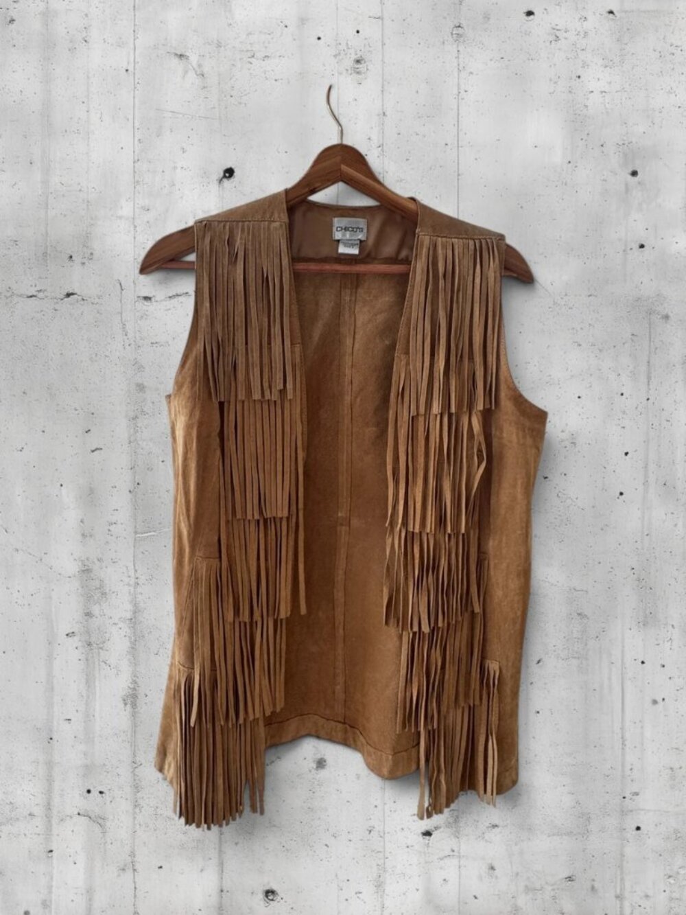 Chico's Genuine Leather Suede Fringe Vest Size 0 / US S